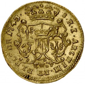 August III 1733-1763, 1/4 dukata 1743 FWoF, Drezno.
