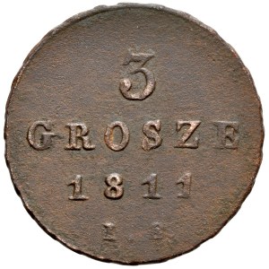 Duchy of Warsaw, 3 pennies 1811 IS, Warsaw.