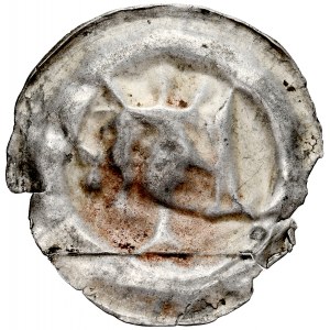 Przemysł II 1277-1297, Brakteat, Av.: Popiersie księcia z mieczem.