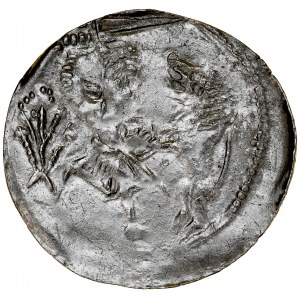Ladislaus II the Exile 1138-1146, Denarius, Av: Prince with subject, Rv: Fight with a lion.