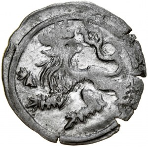 Silesia, Sigismund of Luxembourg 1419-1437, Halerz ca. 1422, Av.: Head of St. John, Rv.: Bohemian Lion, Wroclaw.
