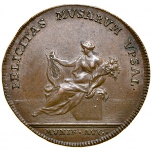 Szwecja, Medal autorstwa Hedlingera z 1733 roku wybity z okazji inauguracji uniwersytetu w Uppsali.