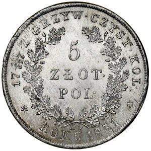 Powstanie Listopadowe 1830-1831, 5 złotych 1831 KG, Warszawa.