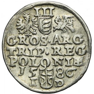 R-, Stefan Batory, Trojak 1586 Olkusz, NH on obverse