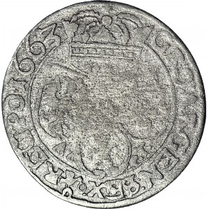 RR-, Jan II Kazimierz, Szóstak 1663, Lwów Ac-pT, bardzo rzadki