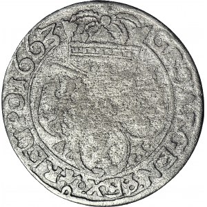 RR-, Johannes II. Kasimir, Sechster von 1663, Lvov Ac-pT, sehr selten