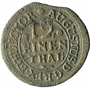 RRR-, August II Mocny, 1/12 talara 1710 EPH, Drezno, MONOGRAM AR, pierwszy raz na onebid