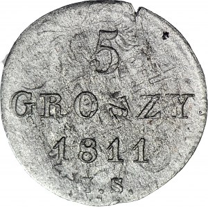 Księstwo Warszawskie, 5 groszy 1811 IS, przebite na 1/24 talara