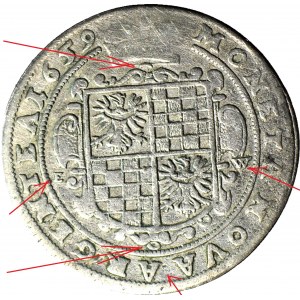 RRR-, Śląsk, Jerzy III Brzeski, 15 krajcarów 1659, BRZEG, NIENOTOWANY! TARCZA