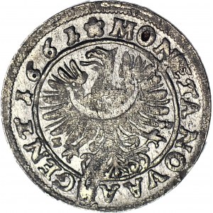 Śląsk, Jerzy III Brzeski, 3 krajcary 1661, BRZEG, Bez znaku mincmistrza Pfahlera, DUX., BREG:, PIĘKNE