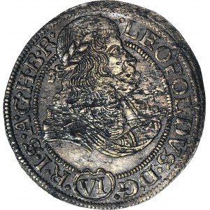 RR-, Śląsk, Leopold I, 3 krajcary 1672 SHS, Wrocław, piękne