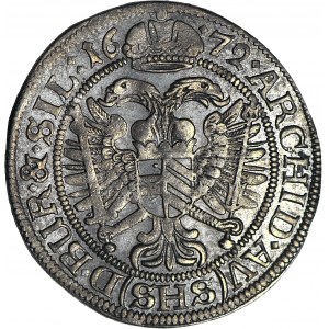 RR-, Śląsk, Leopold I, 3 krajcary 1672 SHS, Wrocław, piękne