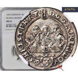 RRR-, Silesia, Three Bars, 3 krajcary 1656, Brzeg, LUDOV, B. RARE eagle type on obverse