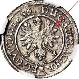 RRR-, Śląsk, Trzech Barci, 3 krajcary 1656, Brzeg, LUDOV, B. RZADKI typ orła na awersie