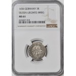 RRR-, Silesia, Three Bars, 3 krajcary 1656, Brzeg, LUDOV, B. RARE eagle type on obverse