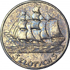 5 gold 1936 Sailing ship, minted