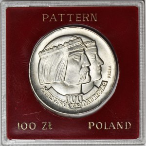 100 złotych 1966, Mieszko i Dąbrówka, głowy, PRÓBA, srebro
