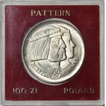 100 złotych 1966, Mieszko i Dąbrówka, głowy, PRÓBA, srebro