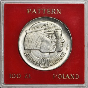 100 gold 1966, Mieszko and Dabrowa, heads, PRÓBA, silver