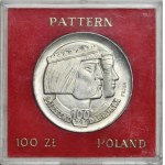 100 gold 1966, Mieszko and Dabrowa, heads, PRÓBA, silver