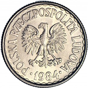 RR-, 1 złoty 1984 PRÓBA TECHNOLOGICZNA, miedzionikiel (MN), bez napisu