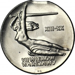 RR-, 10 Gold 1965 7th Centuries of Warsaw - Nike, DESTRUKT, disc punching error