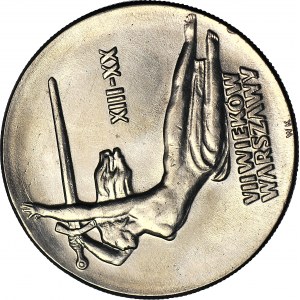 RR-, 10 gold 1965 VII centuries of Warsaw, DESTRUKT, twist approx. 260 degrees
