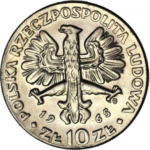 RR-, 10 gold 1965 VII centuries of Warsaw, DESTRUKT, twist approx. 260 degrees
