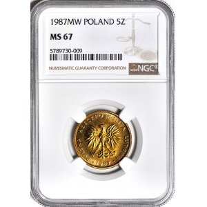 5 gold 1987, mint