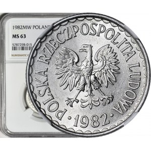 RR-, 1 złoty 1982 wąska data, b. rzadkie