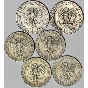 10 złotych M. Kopernik, 1959-1965-67-68-69-69, zestaw 6 szt.