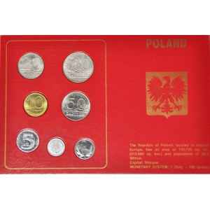 100, 50, 20, 10, 5, 2 i 1 złoty 1990, zestaw 7 szt. w etui