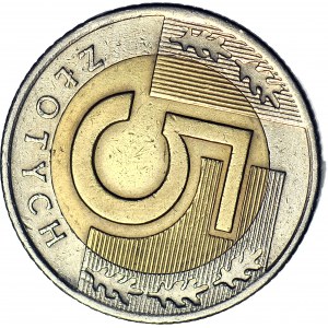 RR-, 5 złotych 1994, DESTRUKT, SKRĘTKA 100 stopni