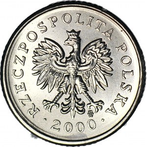 R-, 10 Groszy 2000, menniczy, destrukt, ODWROTKA 180 stopni
