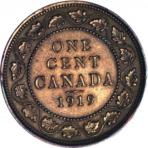 Kanada, Jerzy V, 1 cent 1919, Ottawa