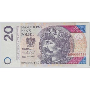 20 gold 2016, ser. BM 0000432, low number after four zeros descending consecutive 4...3...2