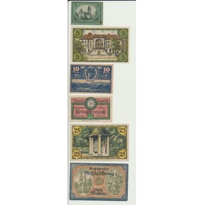 Zestaw notgeldów, 6 szt., Śląsk, Legnica (Liegnitz), Wrocław (Breslau), Jelenia Góra (Hirschberg in Schlesien), Głogów (Glogau),