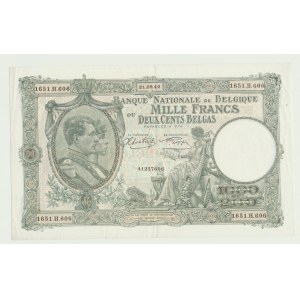 Belgium, 1000 francs = 200 belgas 1942