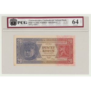 Czechosłowacja, 20 koron 1926, ser. Tg, SPECIMEN (WZÓR)