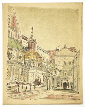 PIEŃKOWSKI Ignacy (1877-1948) - Fragment katedry z kaplicą Zygmuntowską.