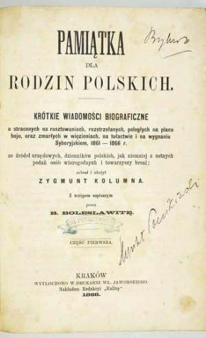[NOWOLECKI A.] - Brief news of those executed in Siberian exile, 1861-...