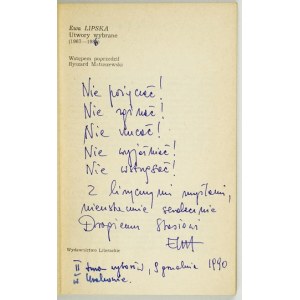 LIPSKA Ewa - Selected works. 1986. dedication by the author.