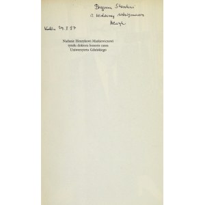 H. MARKIEWICZ. Nadanie tytułu doktora h.c. Podpis H. Markiewicza.