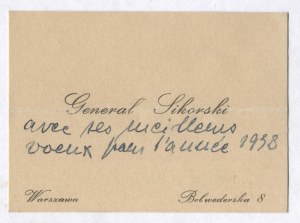[SIKORSKI Władysław]. Business card of General Wladyslaw Sikorski with his handwritten note.