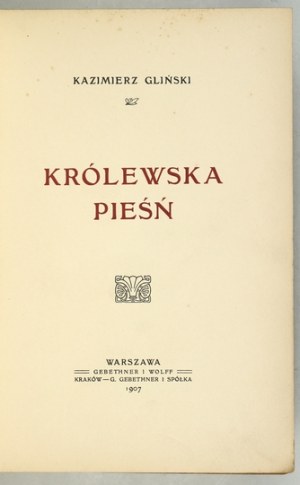 K. Glinski - The royal song. 1907. cover by J. Bukowski.