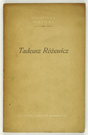RÓŻEWICZ T. - A selection of poems. 1953. dedication by the author.