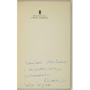 ŚWIRSZCZYŃSKA A. - Liryki zebrane. 1958. Dedykacja autora.