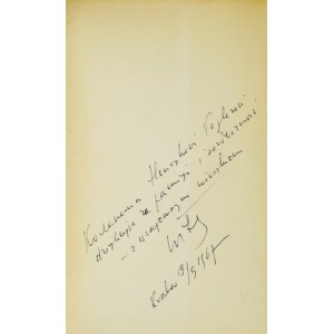 ZECHENTER Witold – Wiersze wybrane. 1967. Dedykacja autora.