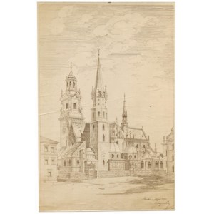 [KRAKOW - Wawel Cathedral - exterior view - situational and view photograph]. [not before 1892]....