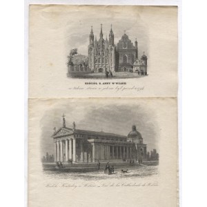 [WILNO]. Dwa stalorytowe widoki na papierach listowych. ca 1850.